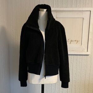 Ralph Lauren black faux shearling fleece bomber